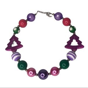Christmas Tree Chunky Bubblegum Beaded Necklace‎